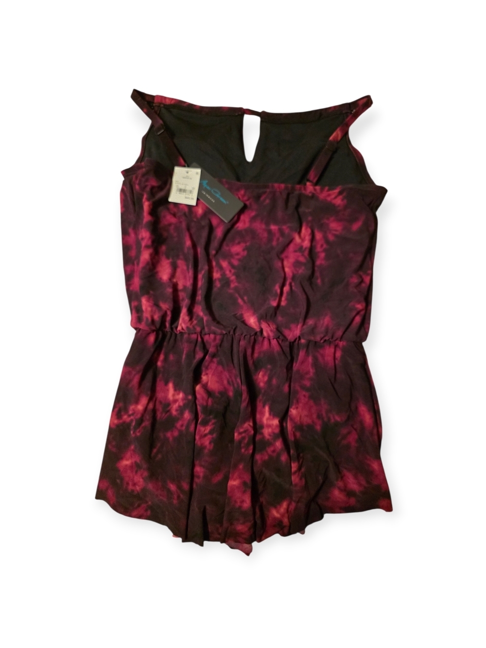 Aqua Green Tie-Dye Romper – Red & Black – Sleeveless – Size M – NWT